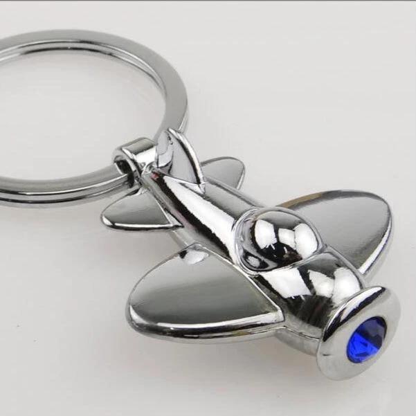 Porte-clés Avion En Métal Chromé - Personnalisable Avec Prénom, Idéal Cadeau Pour Voyageurs, Tête En L'air (livraison Rapide France)