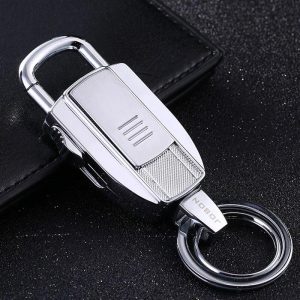 Porte-Clé Multifonction Le Briquet Électrique (Acier) Argent