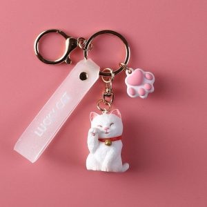 Porte-Clé Chat La Lanière Lucky Blanc