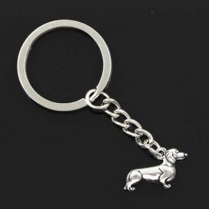 Porte-Clé Chien Le Toutou Saucisse Argent