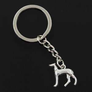 Porte-Clé Chien Le Lévrier Suspendu Argent