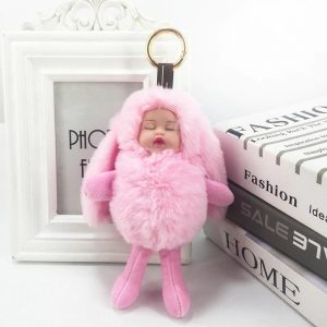 Porte-Clé Lapin La Laine Bébé Rose