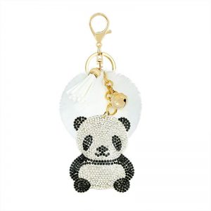 Porte-Clé Panda Le Pompon Scintillant Blanc