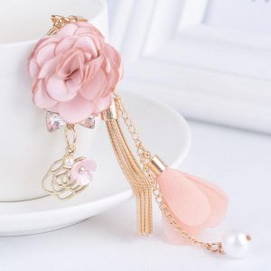 Porte-Clé Original Rose Fleurie Rose