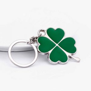 Porte-Clé Original Le Trèfle à 4 Feuilles Vert